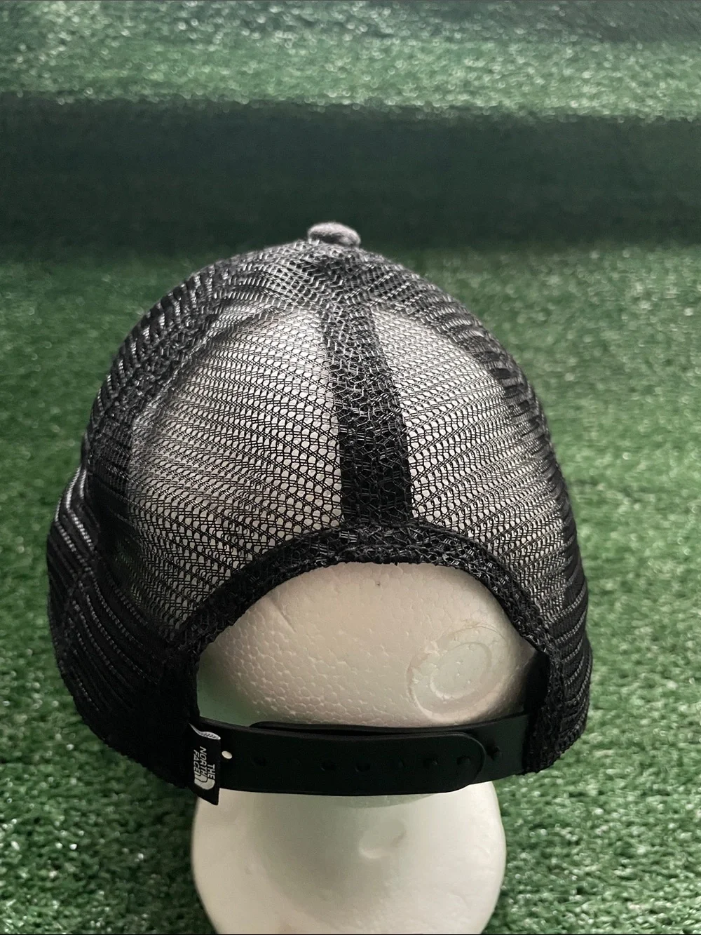 The North Face Gray & Black Mesh Trucker Hat with Mountain Patch